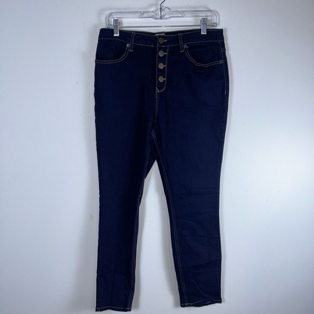 No Boundaries Jeans Juniors 17 High Rise Button Fly Dark Wash Skinny Stretch